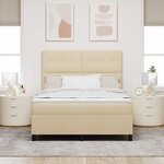 vidaXL Lit à ressorts avec matelas Crème 140 x 200 cm tissu