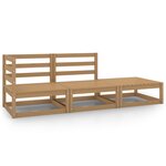 vidaXL Salon de jardin 3 Pièces marron miel bois de pin massif