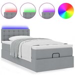 vidaXL Lit ottoman avec matelas et LED Gris clair 80x200cm tissu