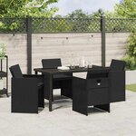 vidaXL Ensemble de salle à manger pour jardin 5 Pièces Noir polyrotin