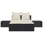 vidaXL Chaise longue double avec coussins noir résine tressée