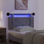 vidaXL Tête de lit suspendue Avec lumière LED Gris foncé Velours