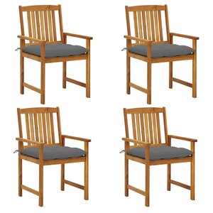 vidaXL Chaises de jardin avec coussins lot de 4 Bois d'acacia massif