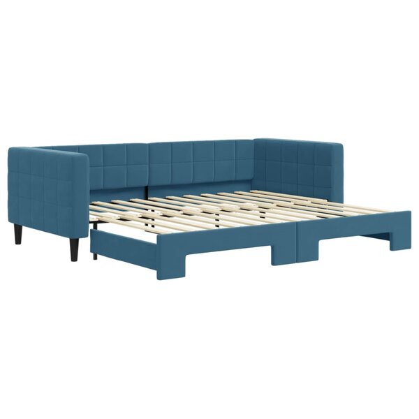 vidaXL Lit de jour avec gigogne sans matelas bleu 90x200 cm