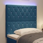 vidaXL Tête de Lit LED Argyle Bleu foncé 90 cm Velours