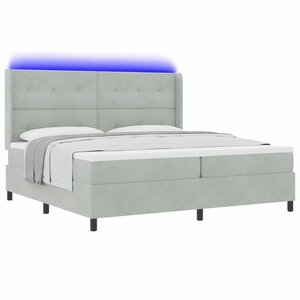 vidaXL Lit à ressorts avec matelas Gris clair 200 x 200 cm Velours