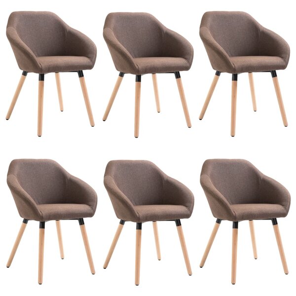 vidaXL Chaises à manger lot de 6 marron tissu