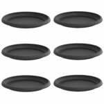 vidaXL Plateau à fleurs rond 6 pc Noir Ø 23 5 x 2 5 cm Plastique