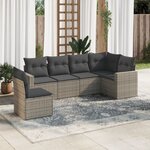 vidaXL Salon de jardin 6 Pièces avec coussins gris résine tressée