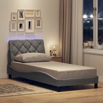 vidaXL Cadre de lit avec LED sans matelas gris clair 90x190 cm tissu