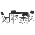 vidaXL Set de repas de jardin 5 pièces en textilène noir et acier