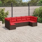 vidaXL Salon de jardin avec coussins 7 Pièces marron résine tressée
