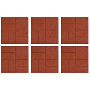 vidaXL Pierre de marchage 6 pièces Rouge 40 5 x 40 5 x 2 cm Caoutchouc