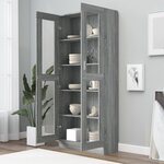vidaXL Armoire à vitrine Sonoma gris 82 5x30 5x185 5cm Bois ingénierie