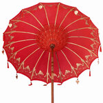 vidaXL Parasol balinais 260 Rouge 180-190 cm Coton et bois massif