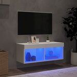 vidaXL Meuble TV avec lumières LED blanc 80x30x30 cm