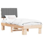 vidaXL Cadre de lit avec tête de lit rembourrée Gris clair 75 x 190 cm