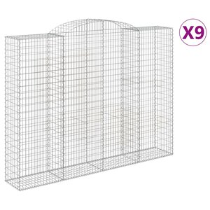 vidaXL Paniers à gabions arqués 9 Pièces 300x50x220/240 cm fer galvanisé