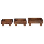 vidaXL Support de Plante 3 Pièces Marron Bois d'Acajou