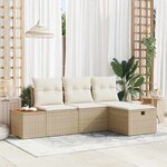 vidaXL Ensemble de canapé de jardin 4 Pièces Beige 55 x 62 x 69 cm