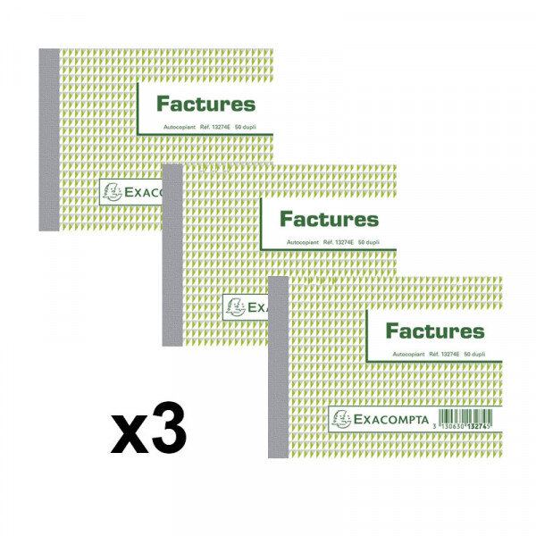 Lot de 3 manifolds - factures - 10 5x13 5cm - 13274e - exacompta