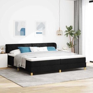 vidaXL Lit à ressorts avec matelas Noir 200 x 200 cm tissu