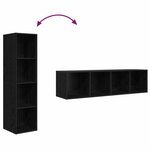 vidaXL Meuble TV 2 Pièces Noir 37 x 37 x 142.5 cm Bois d'ingénierie