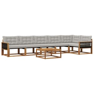vidaXL Ensemble de canapés d'extérieur 7 Pièces Naturel et gris clair