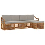 vidaXL Ensemble de canapés d'extérieur 5 Pièces Gris Naturel et Clair