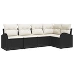 vidaXL Ensemble de canapé de jardin 5 Pièces Noir  blanc Poly rotin