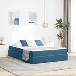 vidaXL Lit avec rangement et matelas Bleu foncé 140 x 190 cm Velours