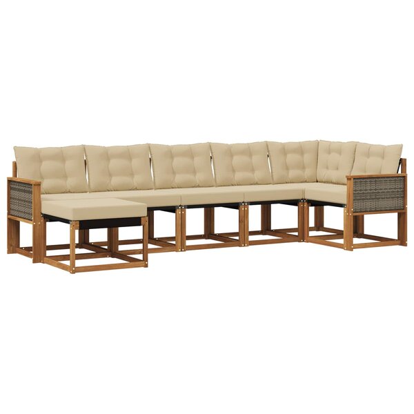 vidaXL Ensemble de canapés d'extérieur 7 Pièces Naturel et Beige