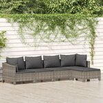 vidaXL Salon de jardin 5 Pièces avec coussins Gris Résine tressée