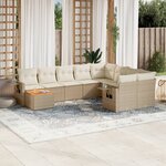 vidaXL Salon de jardin avec coussins 10 Pièces beige résine tressée
