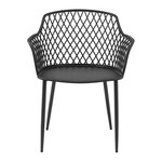 Lot de 2 chaises salon salle à manger restaurant cafés bureaux terrasses salles d'attente150 kg max dossier avec trous en losange accoudoirs noir 14_0005993