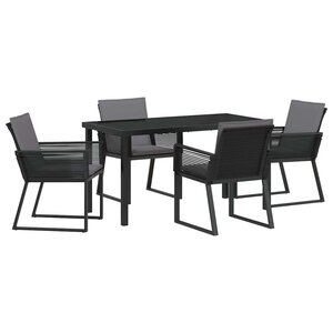 vidaXL Ensemble de salle à manger pour jardin 5 Pièces Noir