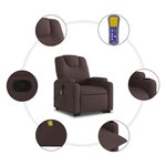 vidaXL Fauteuil inclinable de massage Marron foncé Tissu