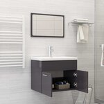 vidaXL Ensemble de meubles de salle de bain Gris brillant Aggloméré