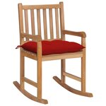 vidaXL Chaise à bascule avec coussin rouge Bois de teck solide