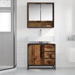 vidaXL Cabinet de salle de bain avec porte Bois Ancien 65 x 33 x 60 cm