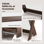 Bureau informatique avec rangement et support d'écran repose-pieds pour travailler réviser gaming marron 20_0004843