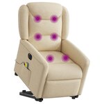 vidaXL Fauteuil inclinable de massage électrique Crème Tissu