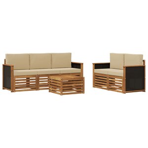 vidaXL Ensemble de canapés d'extérieur 6 pc Naturel et Beige