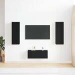 vidaXL Meuble TV mural en bois noir d'ingénierie imitation chêne