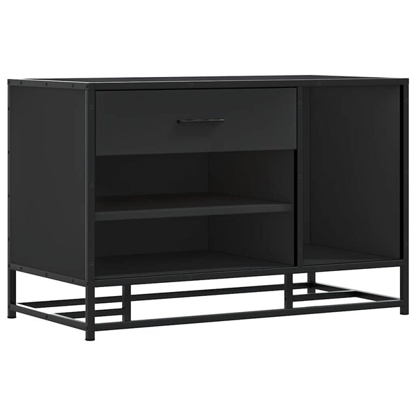 vidaXL Banc à chaussures noir 80x40x53 5 cm bois d'ingénierie et métal