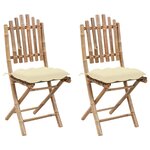 vidaXL Chaises pliables de jardin lot de 2 avec coussins Bambou