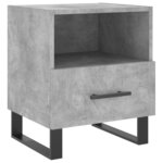 vidaXL Table de chevet gris béton 40x35x47 5 cm bois d’ingénierie