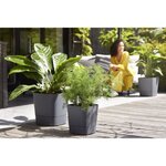 Pot de fleur Carré Greensense Aqua Care Ø 29 5 x hauteur 30 2 cm - 15 L - Gris Charbon