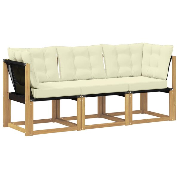 vidaXL Canapé d’extérieur milieu et coin avec coussin 3 Pièce Blanc
