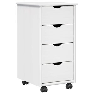 vidaXL Cabinet roulant Blanc 34 x 39 x 65 5 cm Bois de Pin Massif